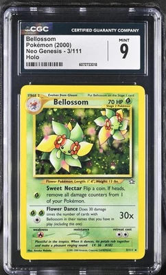 CGC 9 MINT Bellossom 2000 Neo Genesis 3/111 Holo Pokemon Card - Image 1 of 2