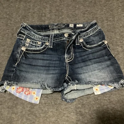 MISS ME JEAN PANTALONES CORTOS DESGASTADOS MUJER TALLA 26 LENTEJUELAS EN BOLSILLOS INTERIORES Foto 1 de 4