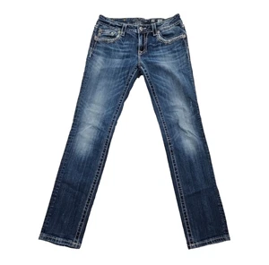 Miss Me Signature Low Rise Rhinestone Flap Skinny Jeans SZ 30 (30x30) EUC Bling - Picture 1 of 21
