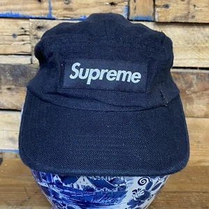 Supreme Solbiati Italy Black Linen Box Logo Baseball Cap Hat See Pics - Picture 1 of 8