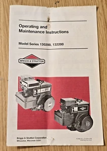 Instrucciones de mantenimiento de funcionamiento Briggs & Stratton serie modelo 130200, 132200 - Imagen 1 de 5
