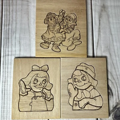 Vintage Lot 80’s Handmade Wood Raggedy Ann & Andy Preschool Puzzles (3) UNIQUE‼️ - Image 1 of 4
