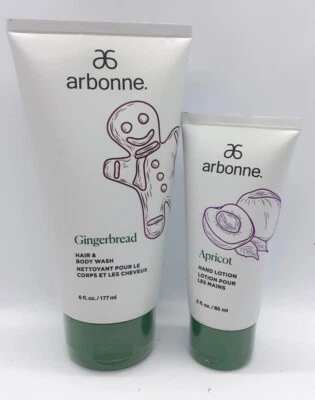 Juego de 2 piezas de loción para manos de albaricoque y gel de pan de jengibre Arbonne lote de 2 oz Foto 1 de 4