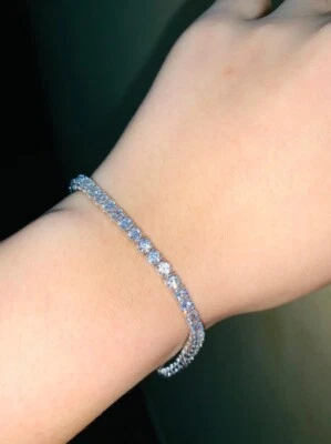 3.75 Ct Round Cut Natural Diamond Tennis/Link Bracelet 14k Solid White Gold 7in - Image 1 of 4