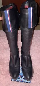TOMMY HILFIGER Black over the knee Boots Women's 11m rare fold down wide leg - Picture 1 of 7