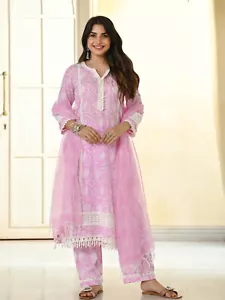 Conjunto de pantalón Kurta de diseñador de algodón puro indio Bollywood étnico Salwar Kameez - Imagen 1 de 9
