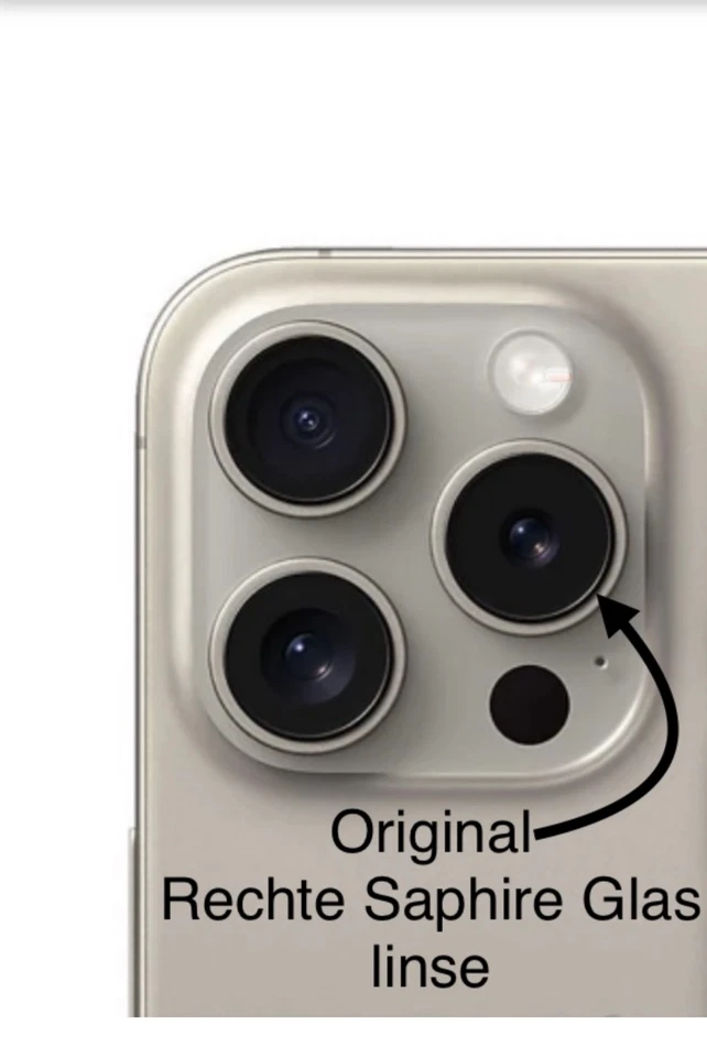 Original Apple iPhone 16 Pro Kamera Linse Glas Camera Lens Recht+3M Kleber