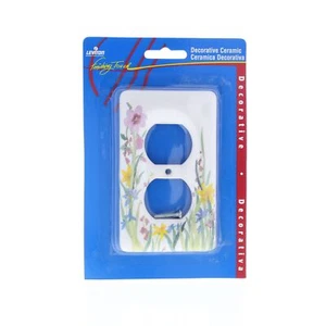 Leviton Porcelain Decorative Wildflower 1-Gang Wallplate Duplex Outlet Cover - Picture 1 of 7