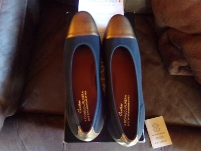 Zapatos de Ballet Donald J Pliner Halo 7.5 Mujer Negro Bronce Crepé Elástico/Metálico Foto 1 de 4