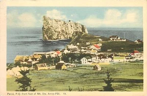 Perce Rock PQ from foot of Mt Ste Anne PBI Quebec Canada Postcard pm - Picture 1 of 2