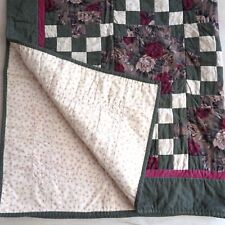 Vintage Handmade Reversible Diamond Patchwork Quilt Blanket Throw 73 x 54
