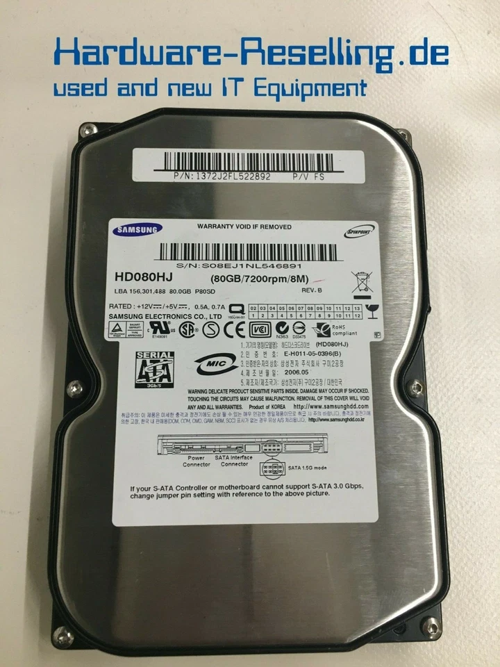Samsung HD080HJ HDD 3,5" SATA II 80GB 8MB 7200RPM - Imagen 1 de 1