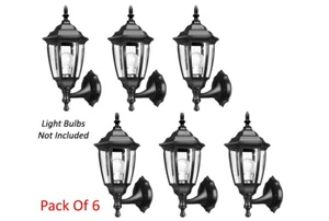 6-Sided Premium Outdoor Wall Lantern With Clear Glass Panel - Pack Of 6 - Picture 1 of 7