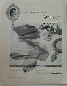 1953 womens Flatternit stockings Hosiery wearex toe vintage fashion ad  - Picture 1 of 1