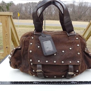 Chloe Ollie Chocolate Brown distressed leather bag - Picture 1 of 22