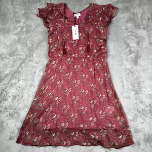 Myra Bag Damen klein mauve Kleid Midi Flatterärmel Quaste Chiffon Blumen Toggl - Bild 1 von 14