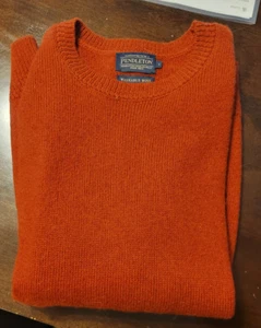 Pendleton Washable Wool Sweater Mens Large Burnt Orange Crewneck Pullover - Picture 1 of 4