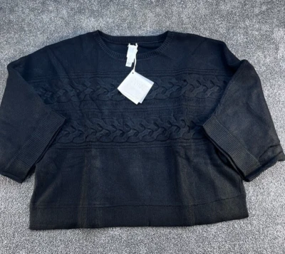 Suéter Pullover Marla Wynne Capas Grande Negro Tejido con Cable XL Foto 1 de 4