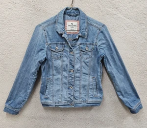 Abercrombie Fitch Kids Jacket 15/16 Blue Cotton Blend Long Sleeve Collared Denim - Picture 1 of 17