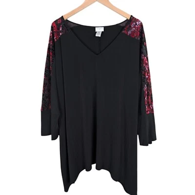 Jaclyn Smith Velvet Burnout Tunic Top Size 3X - Image 1 of 4