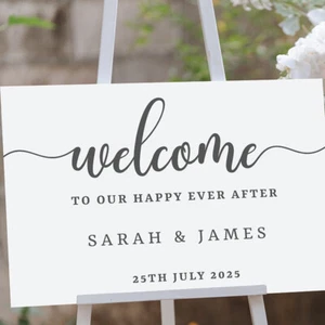 Personalisiertes Hochzeitsschild Happy Ever After Design Hochzeit Empfang Schild BMWS182 - Bild 1 von 1
