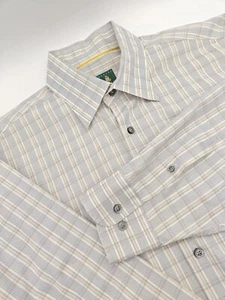 🇺🇲 Robert Talbott Mens L 16.5x34 Beige Check Cotton Hidden Button Down Shirt  - Picture 1 of 7