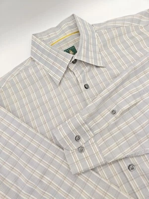 🇺🇲 Robert Talbott Mens L 16.5x34 Beige Check Cotton Hidden Button Down Shirt  - Image 1 of 4
