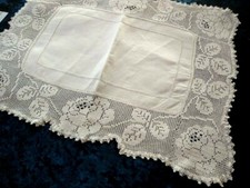 Antique MARY CARD Tray-cloth ROSE BUD LACE Design c1917 Ch#53 Filet Hand Crochet