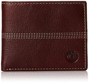 Timberland Sportz Quad Burgundy Genuine Leather Credit Card Bifold Mens Wallet