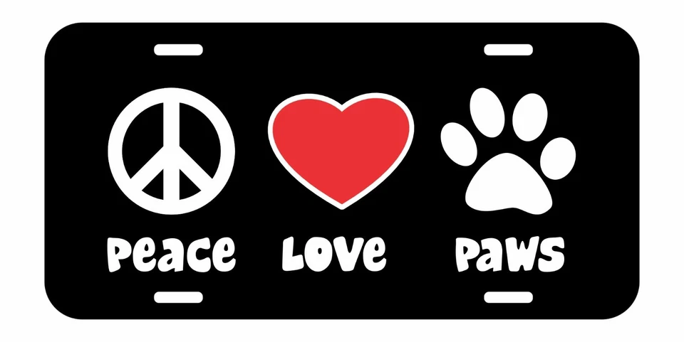 Номерной знак Peace Love Paws металлический номерной знак алюминиевый металлический черный - Изображение 1 из 1