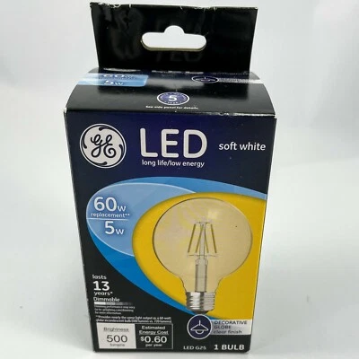 GE 60W Replacemetn 5 watt LED  Decorative Globe Clear Finish Bulb - 1 Ct. - Image 1 of 2