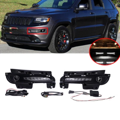 1Set LED DRL Daytime Running Fog Light For Jeep Grand Cherokee SRT8 2012-2016 - Image 1 of 4