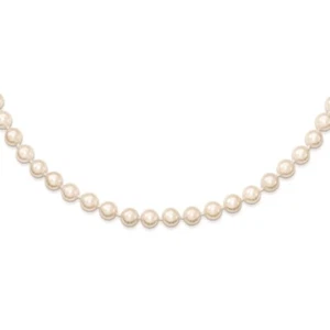 Real 14kt Yellow Gold 5-6mm Round White Saltwater Akoya Cultured Pearl Necklace - Picture 1 of 3