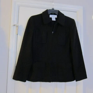 JONES NEW YORK ZIP FRONT 4 POCKET WOOL, MOHAIR, LINED JACKET COAT SZ 8 LN - Picture 1 of 3