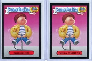 Garbage Pail Kids 30th Anniversary SHRUNKEN ED & CHEEKY CHARLES Zoom-Out BLACK - Picture 1 of 1