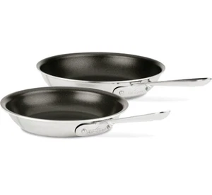 All-Clad D3 3-Ply Stainless Steel Non Stick Fry Pan Set 2 Piece 8" & 10" Inch - Picture 1 of 10