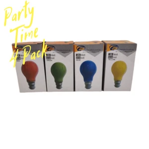 4 Pack Coloured GLS Party Light Globes 25w Bayonet cap Red, Yellow, Blue, Green - Picture 1 of 2