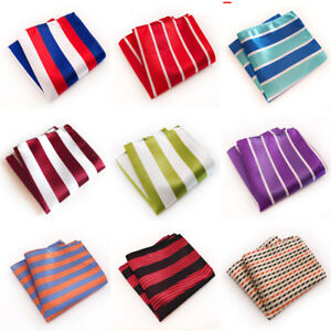 Classic Men's Handkerchief Pocket Square Vintage Striped Silk Chest Tower Hanky