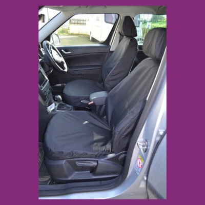 Par de fundas delanteras impermeables negras para asientos de coche Skoda Yeti 2009+ a medida Foto 1 de 2