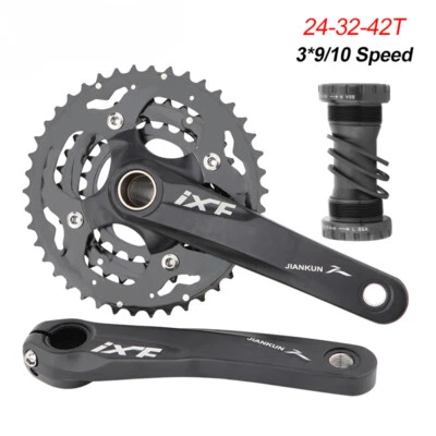 Juego de bielas de bicicleta MTB 24-32-42T 3 engranajes con manivela hueca BB 170 mm 3*9 3*10 velocidades Foto 1 de 4