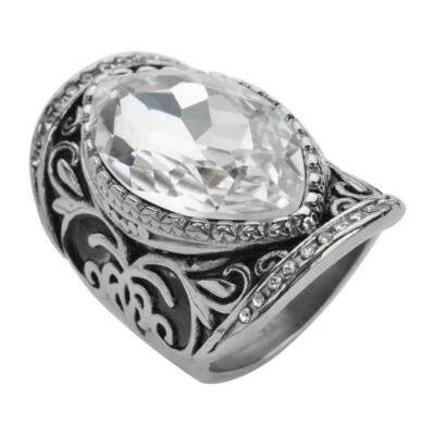 BIG Crystal Ring Ladies Designer Stainless Steel Jewelry 103 - Image 1 of 4