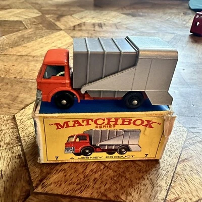 Camión de basura Ford Lesney Matchbox serie Nº 7 naranja años 60 con caja ¡Como nuevo! Foto 1 de 4
