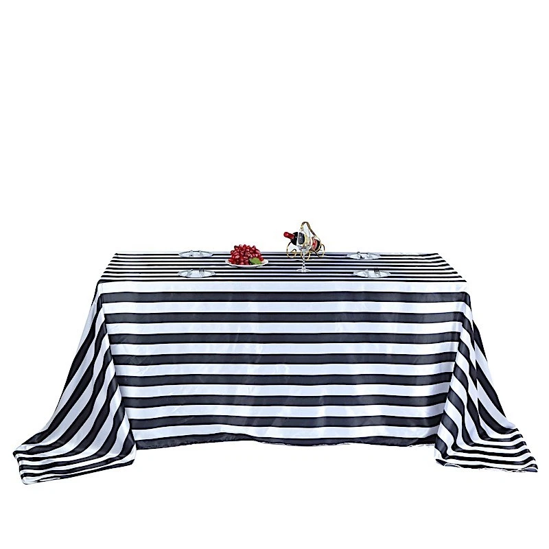 90" x 156" Satin Stripes Rectangular Tablecloth Wedding Party Decorations SALE - Image 1 of 1
