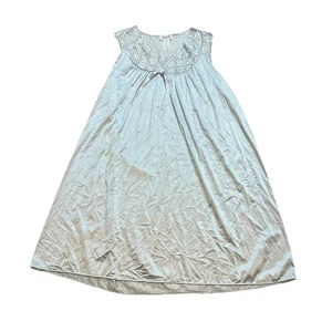 Vtg Vanity Fair Night Gown Sz L Sleeveless Nylon & Lace Light Powder Blue Midi - Picture 1 of 7
