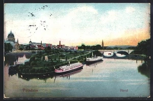 Ansichtskarte Potsdam, Havel, Dampfschiffe, Brücke 1907 - Picture 1 of 2