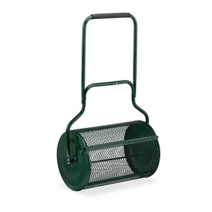 Compost Spreader Fertiliser Garden Peat Roller Lawn Aerator Soil 75L Mesh Basket - Picture 1 of 18