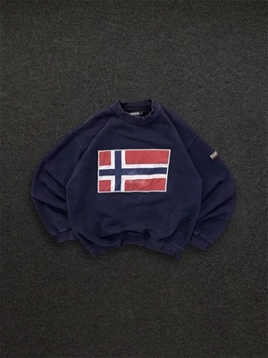 Napapijri Vintage 90s Made in Italy Super Boxy Fit Graphic Crewneck Sweatshirt Foto 1 de 4