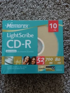 Memorex LightScribe CD-R Recordable Blank Discs 10Pack 52X 700MB 80 Minute New - Picture 1 of 2