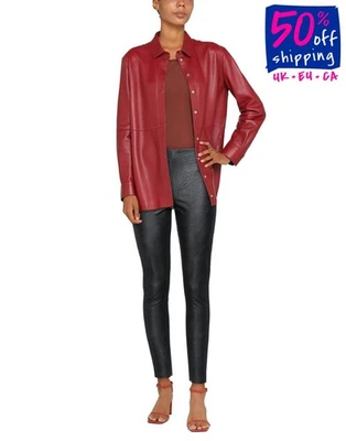 RRP €240 SLY010 Leggings FR36 US4 UK8 S Black Contrast PU Leather Crumpled - Image 1 of 4