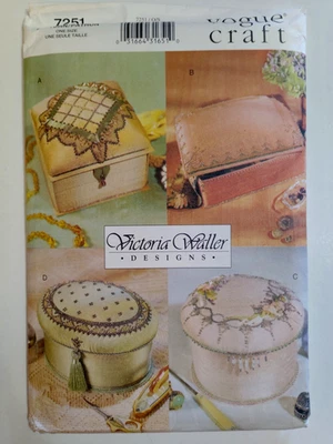 Vogue 7251 Beaded Fabric Trinket Gift Boxes Sewing Craft Pattern Victoria Waller - Image 1 of 4